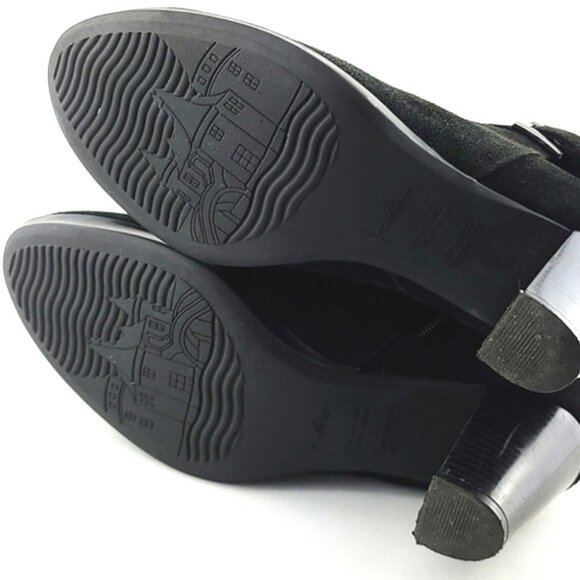 College Aqua Protect Waterproof Black Suede Ankle Boots Buckle Side Zip  Size 8M - Picture 9 of 15